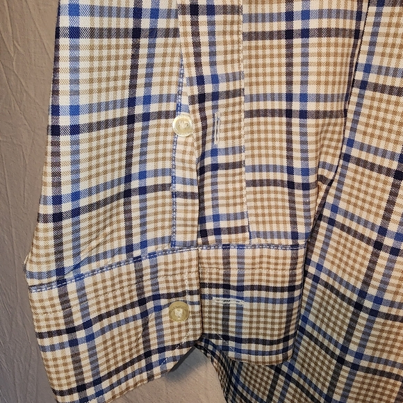 Daniel Cremieux Tan and Blue Checkered Shirt - Picture 3 of 10